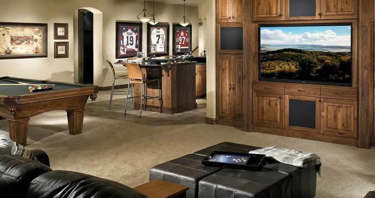 finished basement remodeling project transforming a basement into a comfortable living space in Aurora, CO