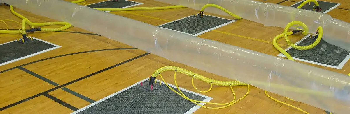 water clean up drying system set up to remove moisture and prevent further damage in Aurora, CO